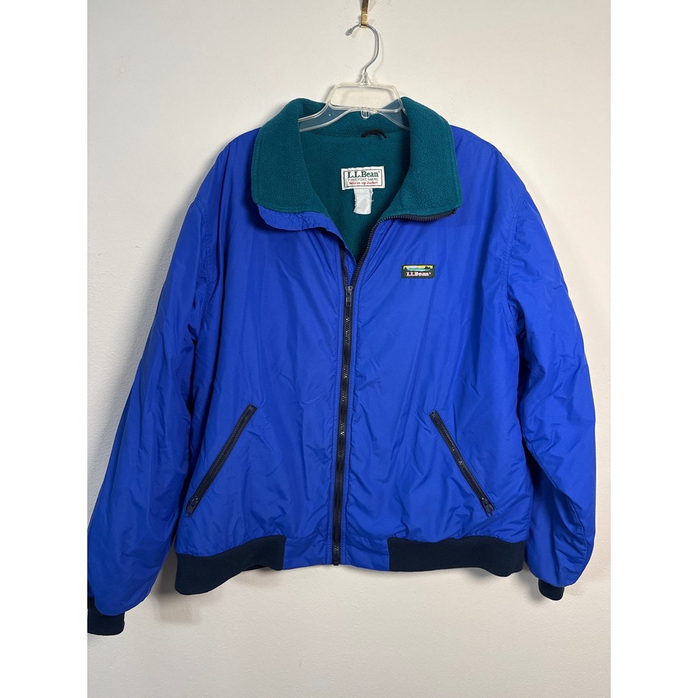 Vintage 90s L.L. Bean Warm-Up Jacket XL Blue Green Fleece‎ Gorpcore USA